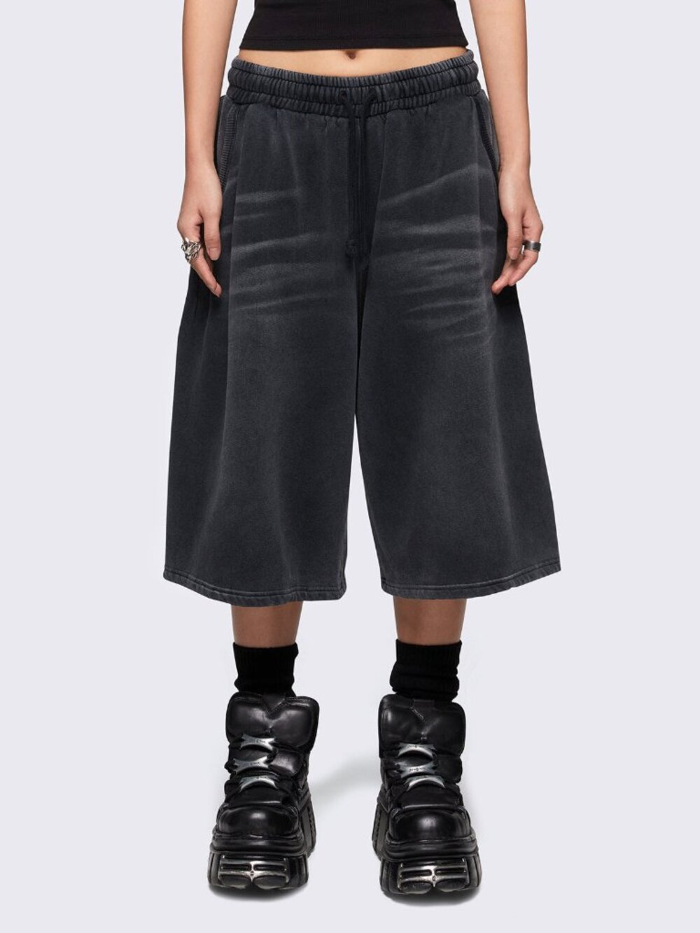 Minga London Black Washed Sweat Shorts M Womens Grunge